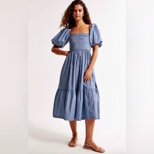 Abercrombie Elegant Blue Puff Sleeve Dress